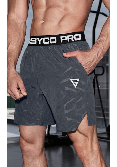Ghassy Co. Erkek Runnig Pro Elastik Bel Nefes Alabilen Koşu Fitness Spor Şortu 001 Füme