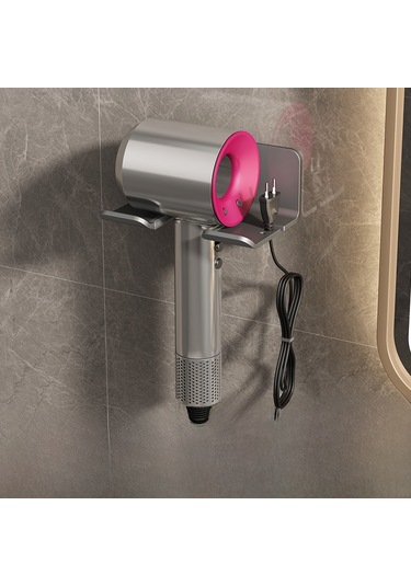 Monyee Banyo Fön Tutucu Duvar Tipi, Delme Yok, Uzay Alüminyum, 120 Mm, Saç Kurutma Makinesi Rafı, Pratik Montaj, Nemli Ortamlara Dayanıklı Günlük Gri Diğer