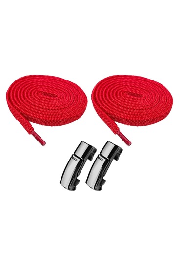 Elastik Kırmızı Akıllı Kilitli Bağcık Mıknatıslı Tak Bırak 100 Cm Kırmızı