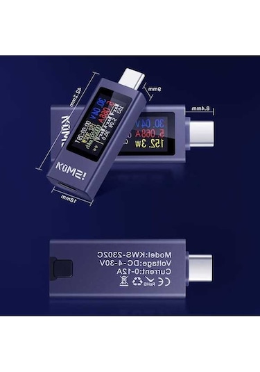 Diğer Voltmetre Type-c Test Telefonu Şarj Pd Ölçer Güç Gövde Doğru Cihazı Cep Alüminyum Alaşımlı Akım Cv