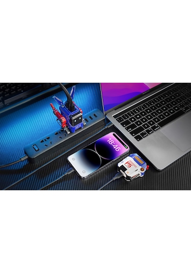 GravaStar Alpha65 Mavi Özel Seri Robot Figürlü 65W Hızlı Şarj Adaptörü