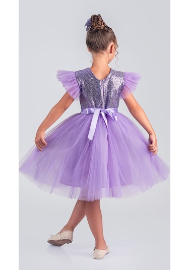 Tüllü Kız Çocuk Kpl Elbise Mnk0526 Lila