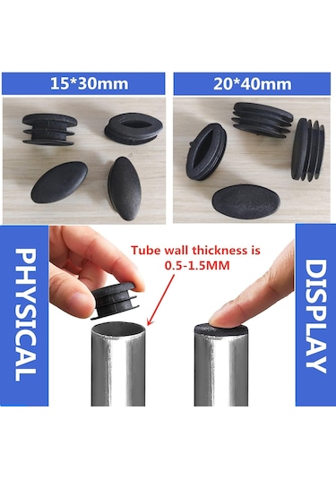 32 Parça Plastik Boru Uç Kapakları Mobilya Ayakları Oval Uç Kapakları Plastik Sandalye Bacak Koruyucuları Dolap Sandalyesi İçin Oval Boru Tapası Oval Boru Ek Parçası 15x30mm, Siyah Diğer
