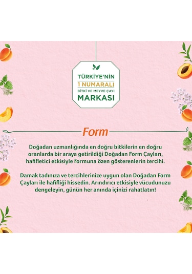 Doğadan Form Kayısılı Süzen Poşet Çay 20'li 50 G