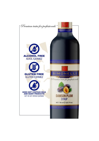 Simonelli Kahve ve Kokteyl Şurubu Mürdüm Eriği Aromalı 700 ML + Pompa