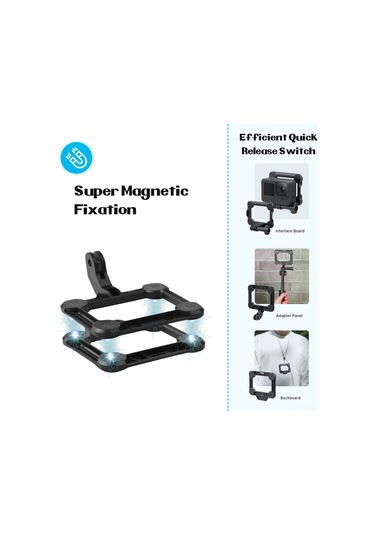 Samdoo Gopro 10/9/8 Uyumlu Plastik Manyetik Hızlı Kurulum Stantı - Siyah, 250g Yüke Dayanıklı, Kolay Kullanim Siyah