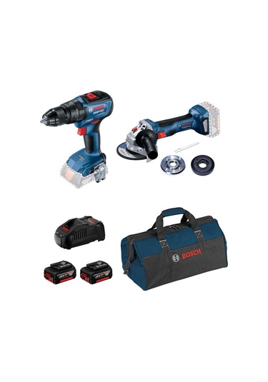 Bosch Akülü Solo Set GSR 18v-50 Solo + GWS 180 Li Solo 2 X 5.0 Akü + Kanvas Çanta