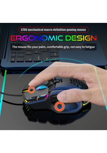 Springsun Hxsj S700 10 Tuşlu Programlanabilir Rgb Aydınlatmalı Oyun Faresi - 12800 Dpı, 20m Tıklama Ömrü 001