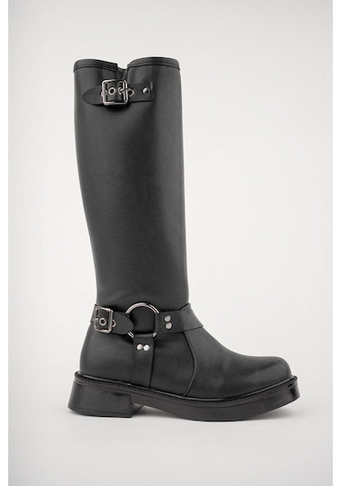 Muggo Gisele Fermuarlı Kemer Detaylı Kadın Kışlık Çizme 001