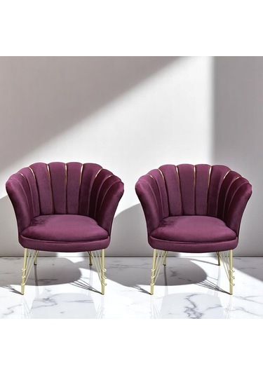 2 Tekli Bordo Kumaş Gümüş Metal Ayak - Balkon Ofis Bekleme Çay Seti Koltuk Takımı Bordo