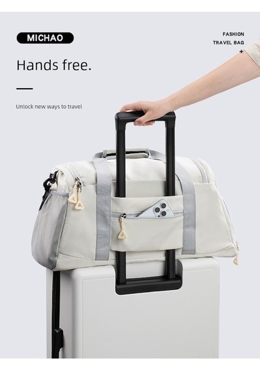 Carrier- Kadın Seyahat Spor Çantası - Yeşil Beyaz Büyük Boy -