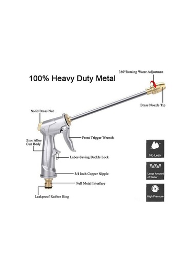 Ulzyvf Yüksek Basınçlı 20m Bahçe Hortumu Nozulu - 5 Modlu Püskürtme & Köpüklü Temizleme
