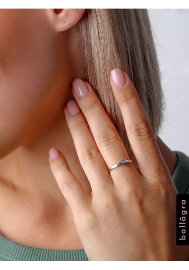 Ballagra İnce Yüzük 925 Ayar Gümüş Kadın Uçak Parmak, Falanks 94916601 Gri