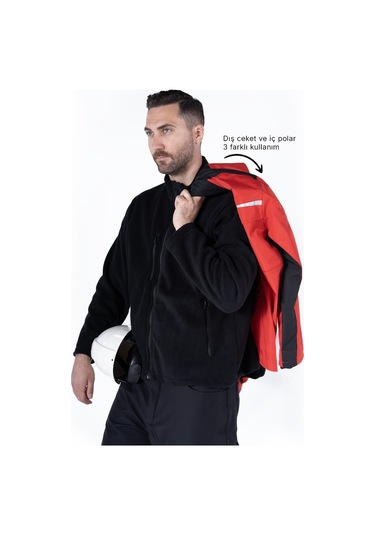 3'ü Bir Arada Mont Kırmızı - Siyah