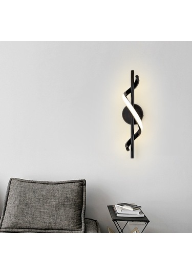 Youtek Led Spiral Demir Duvar Lambası - Odalar, Koridorlar İçin 3 Renk Aydınlatma - Modern Minimalist Beyaz Beyaz