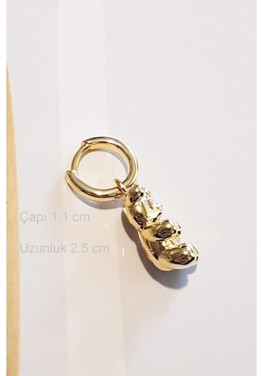 Tekli İthal Baby Jelibon Gold Gümüş Küpe-8127