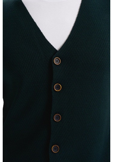 Arma Erkek Slim Fit Örme Likralı Pike Triko Yelek Kısa Kollu, %90 Akrilik %10 Wool K0yyo0858 Yeşil