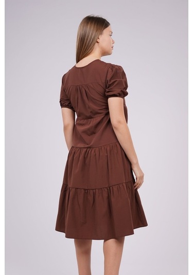Gabria Kadın Düğme Detaylı Elbise Kahve Kahverengi