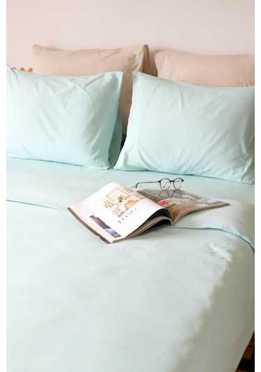 Moosh Çift Kişilik Lastikli Çarşaflı Nevresim Takımı Mint Yeşili Mint Yeşil