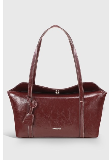 Rugan Bordo Kapaklı Bowling Omuz Çantası 270 Rugan Bordo