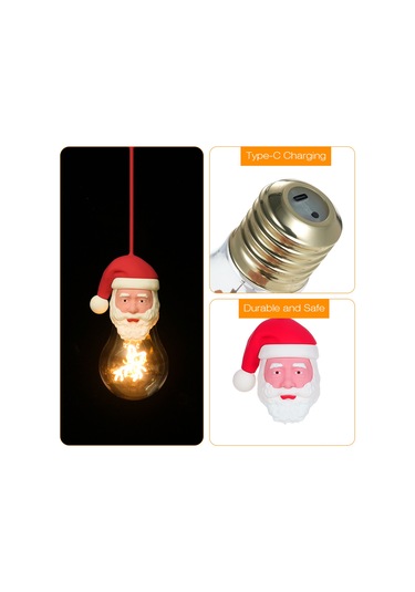 Reedark Noel Dekorasyon Işıkları: Santa Ve Geyik Kafa Desenli, 3 Aydınlatma Seviyesi, 500mah Pil, Type-c Şarj, 2'li Paket