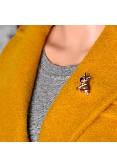 Kahverengi Blucome Sevimli Pug Köpek Broş Yeşil Gözler Hayvan Korsaj Pimleri Çocuk Kız Gömlek Ceket Klipleri Broş Elbise Aksesuarları Takı Kahverengi