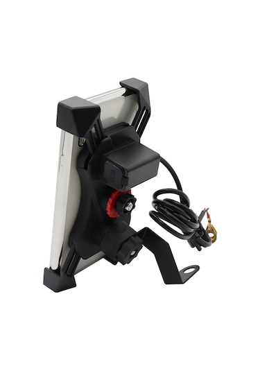 Ranyeek Motosiklet Ve Bisiklet İçin Usb Şarjlı 360 Dönen Telefon Tutucu, 3.5-6 İnç Telefonlar İçin, Kartal Pençe Yapısı, Hızlı Şarj 2a Siyah