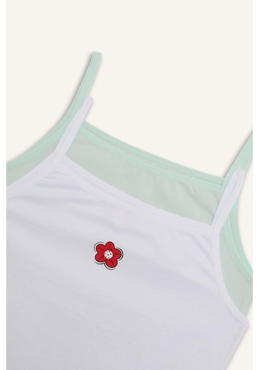 DeFacto Kız Çocuk Çiçekli 2'li Atlet E7059A825SPGN1206 Yeşil