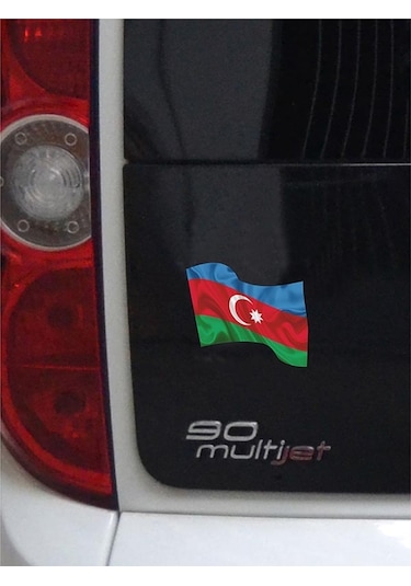 Azerbaycan Dalgalı Bayrak Etiket 10 X 9 Cm