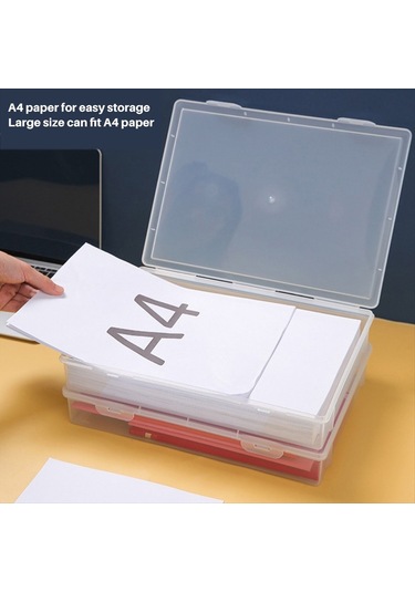Leasetake Plastik Dosya Düzenleyici Şeffaf Kare Saklama Kutusu A4 Saklama Kutusu Dosya Saklama Kutusu M Beyaz