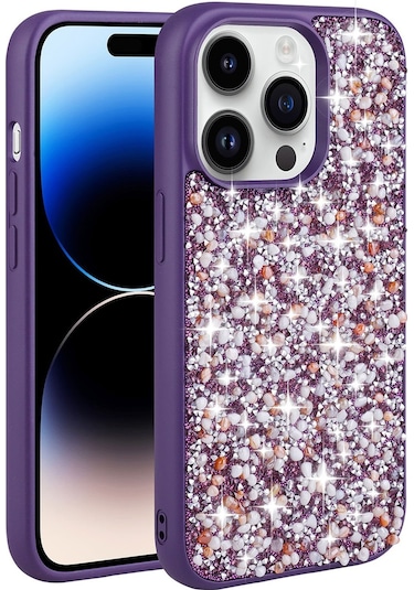 Apple Uyumlu iPhone 14 Pro Max Kılıf Parlak Taşlı Tasarım Zore Linea Kılıf