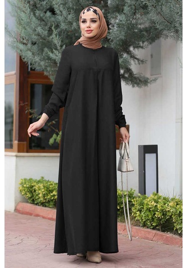 Neways 6482 - Ön Tek Pileli Elbise Siyah