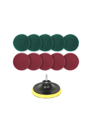 Sones 11'i 1 Arada 4 İnç Yapışkan Diskli Bulaşık Pedi Zemin Duvar Pencere Cam Temizleme Kireç Çözücü Elektrikli Matkap Fırça Başlığı Seti