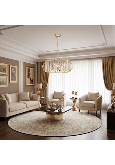 Kristal Taşlı 3'lü Gold Avize