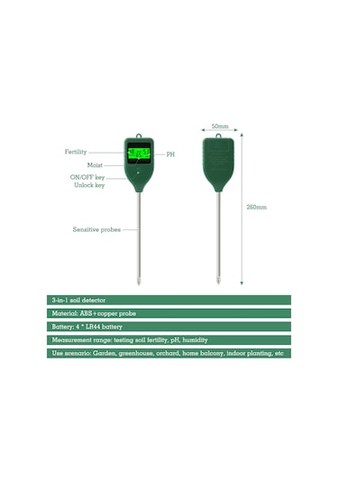 Hallow Lepmerk-3 İn 1 Toprak Ph Ölçer Toprak Nem Ölçer Çiftlik Bahçe E24928