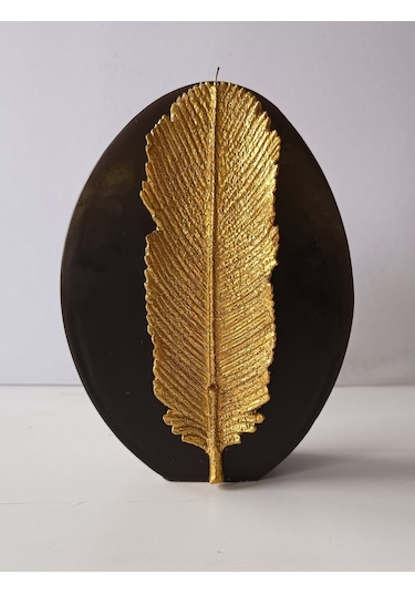 Kuş Tüyü Kabartmalı Oval Mum 23x15x5 Cm 1329 Gr Siyah