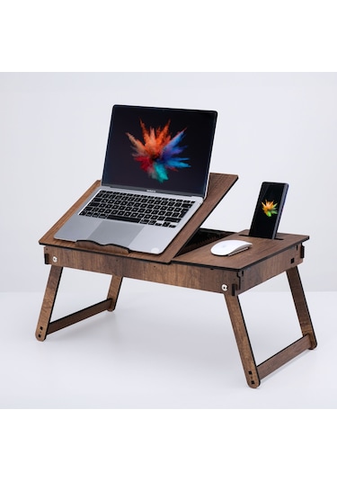 Vigo Wood Katlanır Ayaklı Ayarlanabilir Laptop Sehpası Ceviz