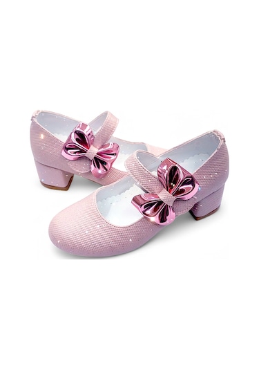 Beebron Ortopedik Topuklu Abiye Kız Çocuk Ayakkabı Shining Series Abiayk2401 Simli Pembe Pembe