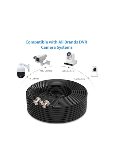 Vkemall Güvenlik Kamerası İçin 18.3m/60ft Uzunlukta Çiftli Video Güç Kablosu - Kolay Kurulum, Dayanıklı Ve Geniş Uyumluluk