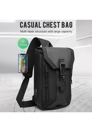 Sones Ozuko 9334 Erkek Dış Mekan Çok Fonksiyonlu Su Geçirmez Messenger Çanta, Harici Usb Şarj Bağlantı Noktalı