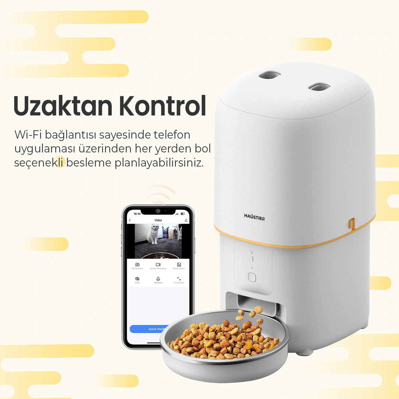 Haustier Pf02 Beyaz Akıllı Kedi Köpek Otomatik Mama Kabı