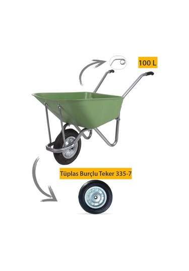 Kanat Ecoplast El Arabası -100 Litre- Tüplas Burçlu Teker