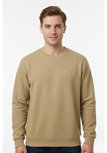 Dynamo Erkek Büyük Beden Sıfır Yaka Selanik Sweatshirt Bgl-st04927 Bej
