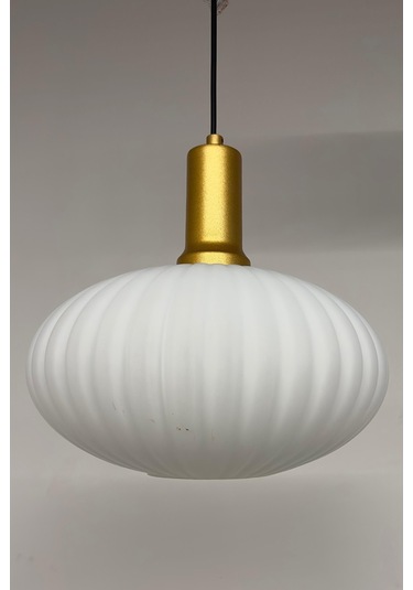 Elegant Cam Tekli Beyaz Avize Gold Fener Başlık Sarkıt Lamba Restoran Salon Aydınlatma Beyaz