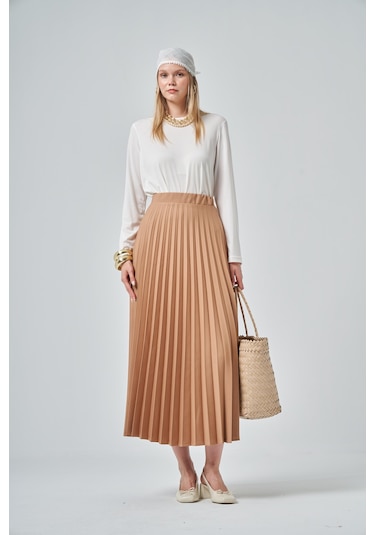 Ftz Women Kadın Pliseli Etek Camel 30390 Camel