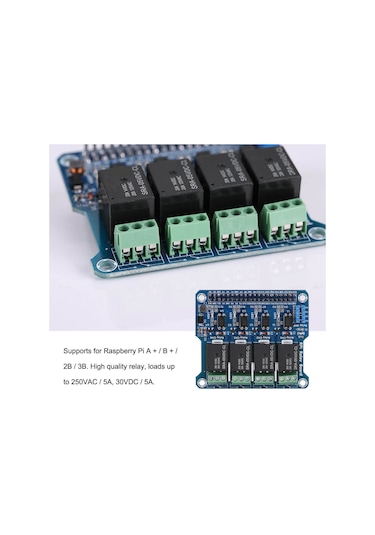 Ximistore9 Raspberry Pi A+/b+/2b/3b İçin 4 Portlu Röle Genişletme Kartı - Yüksek Gerilimli Cihaz Kontrolü, Fotoelektrik Yalıtımı, Led Durum Gösterici