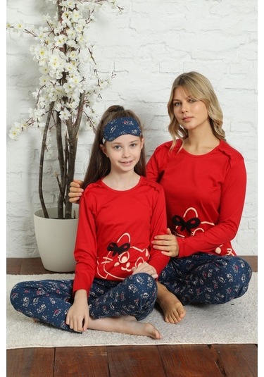 Alimer Kız Çocuk Bisiklet Yaka Uzun Kollu Pijama Takım Edy5157Uy