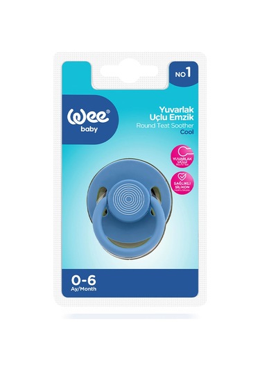 Wee Baby Cool Yuvarlak Uçlu Emzik No:1 Mavi 0-6 Ay