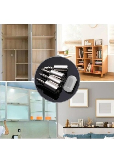 Pazly 100 Adet Demir+silikon Vida Kauçuklu Dolap Çivi Braketi Laminat Desteği Cam Bölme Çivi Diğer