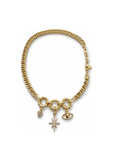 Çelik Göz Charm Choker Kolye Gold